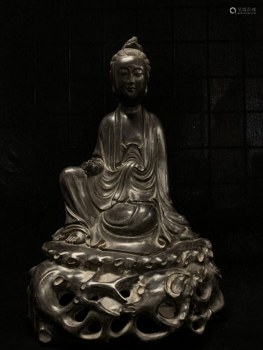 Chinese Black Hard Wood Buddha Sculpture
