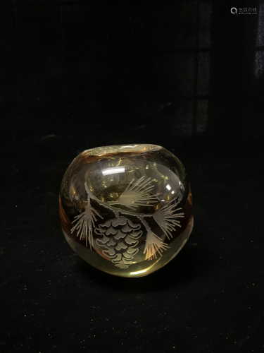 Engraved Art Glass Blob
