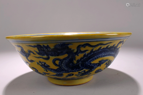 A Chinese Dragon-decorating Yellow-coding Porcelain