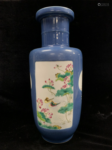 Chinese Blue Glaze Porcelain Vase