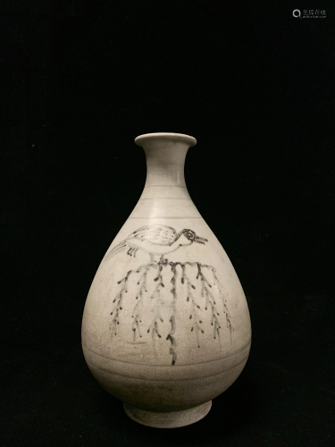 Korean Underglaze Red Bird Porcelain Vase