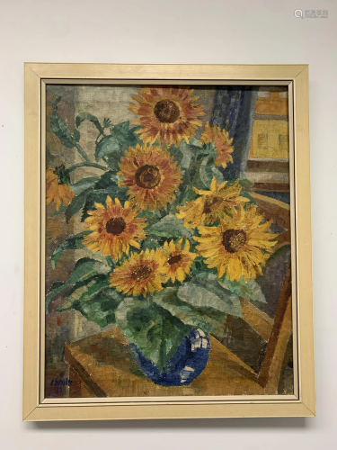 Framed Paiting of Yellow Sunflowers