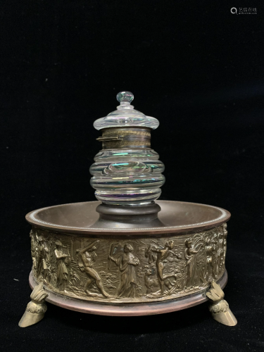 Bronze and Crystal Inkwell