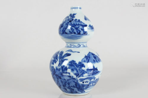A Chinese Mountain-view Blue and White Porcelain