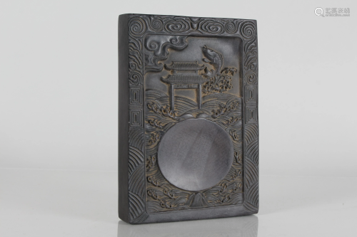 A Chinese Temple-view Fortune Inkstone