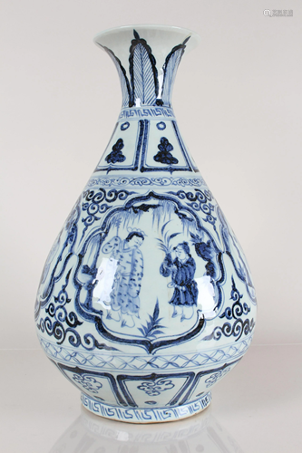 A Chinese Story-telling Blue and White Porcelain