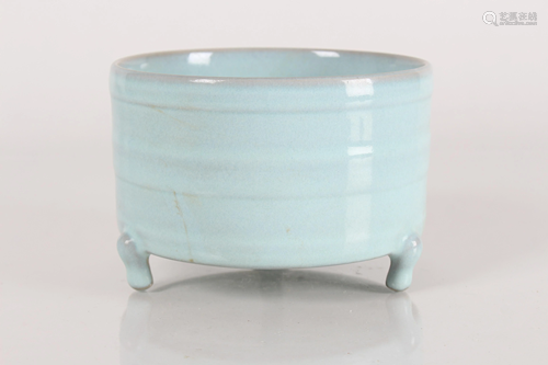 A Chinese Tri-podded Fortune Circular Porcelain Censer