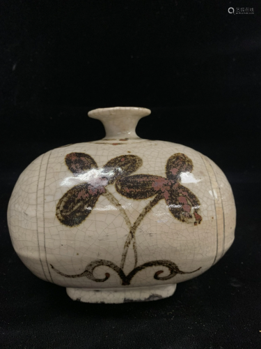 Brown Flower Crackled Vase