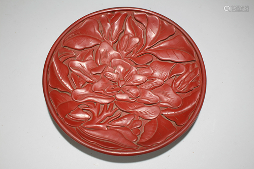 A Chinese Plant-fortune Fortune Lacquerware Plate