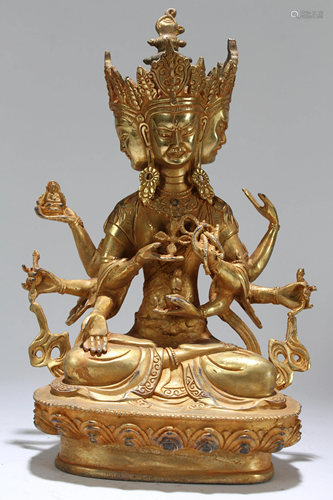 Chinese Gilt Religious State Buddha Statue