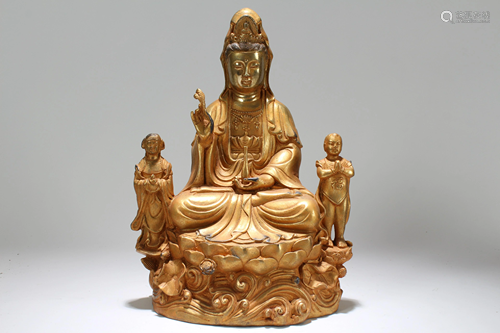 Chinese Gilt Religious State Buddha Statue