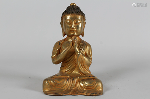 A Chinese Religious Gilt Buddha Statue