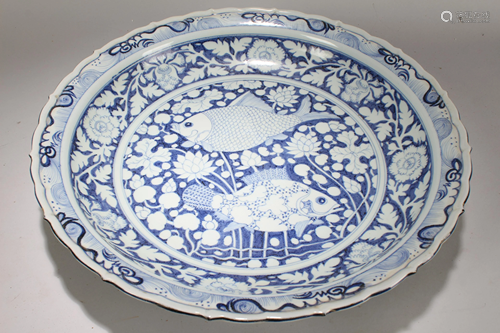 A Chinese Aqua-theme Massive Blue and White Porcelain