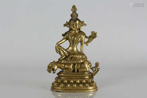 A Chinese Myth-beast Gilt Fortune Religious Buddha