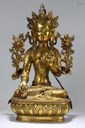 A Chinese Massive Lotus-seated Gilt Religious Buddha
