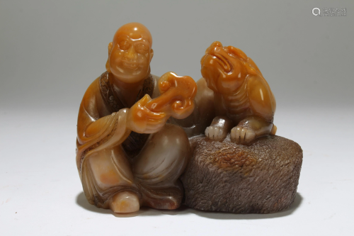 A Chinese Elder-portrait Myth-beast Fortune Soapstone
