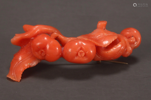 Chinese Coral Brooch,