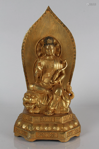 A Chinese Myth-beast Detailed Religious Gilt Fortune