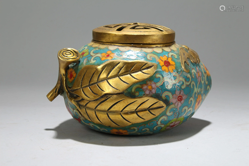 A Chinese Lidded Bat-framing Fortune Censer