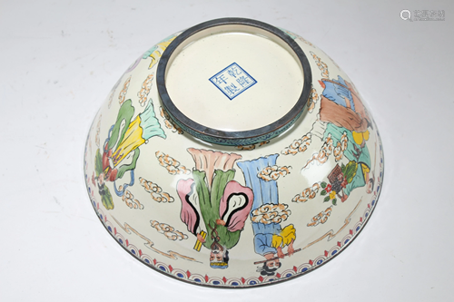 Chinese Story-telling Cloisonne Fortune Bowl