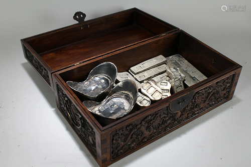 A Chinese Money Bricks Massive Lidded Wooden Box