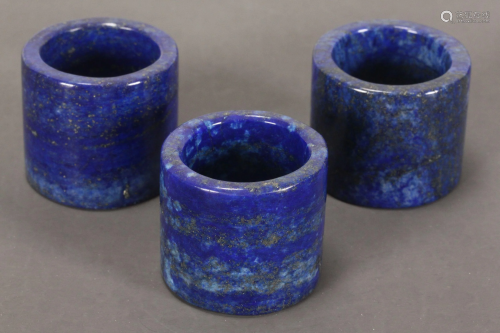 Three Chinese Lapis Lazuli Archers Rings,