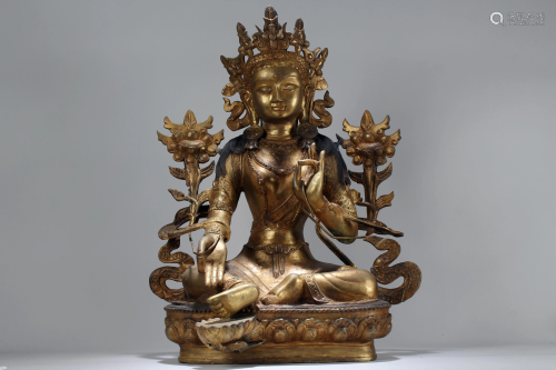 A Chinese Lotus-seated Massive Religious Gilt Buddha