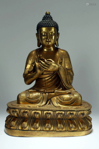 A Chinese Massive Pondering-pose Massive Gilt Buddha