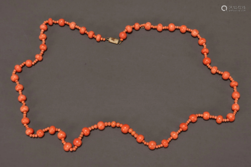 Lovely Chinese Coral Bead Necklace,