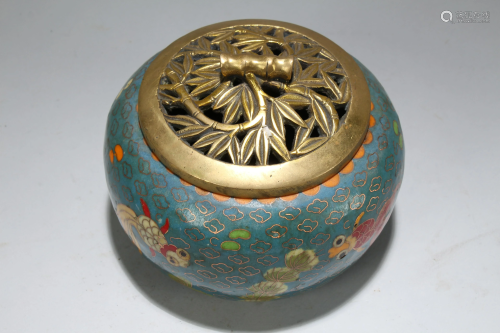 A Chinese Duo-handled Bat-framing Fortune Cloisonne