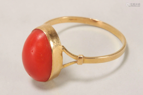 Lady's Gold and Coral Dress Ring,