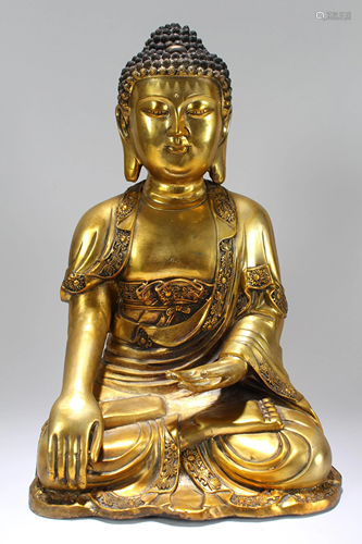 Chinese Massive Gilt Religious State Buddha Statue