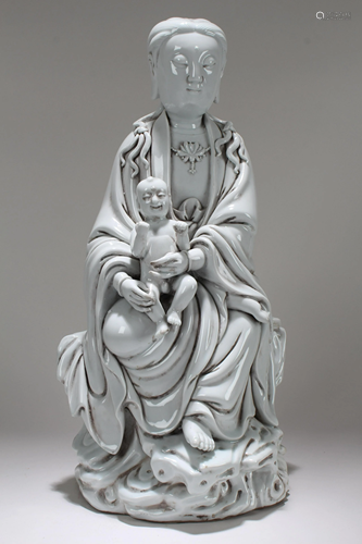 A Chinese Religious De Blac Porcelain Statue