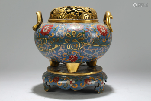 A Chinese Circular Lidded Fortune Censer