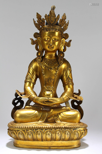 Chinese Massive Gilt Religious State Buddha Statue