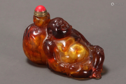Chinese Amber Snuff Bottle,