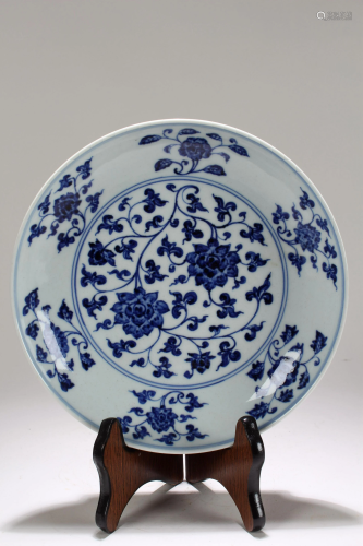 A Chinese Blue and White Nature-sceen Fortune Porcelain