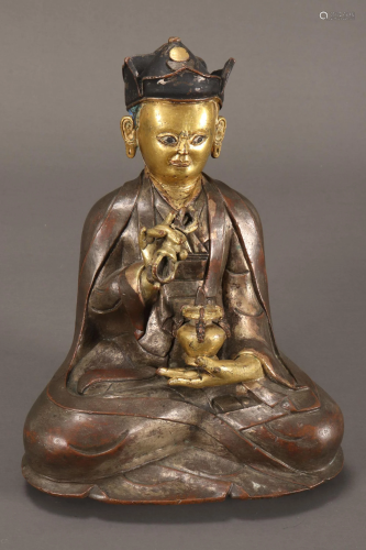 Sino-Tibetan Gilt Bronze Lama,