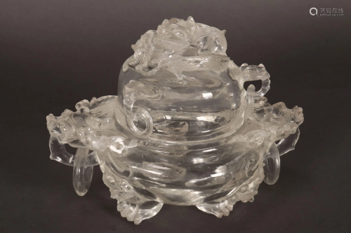 Large Chinese Rock Crystal Censer and Cover,