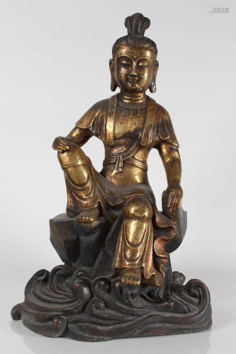 A Chinese Massive Gilt Religious Fortune Statue