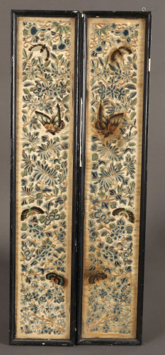 Pair of Late Qing Chinese Embroidered Textiles,