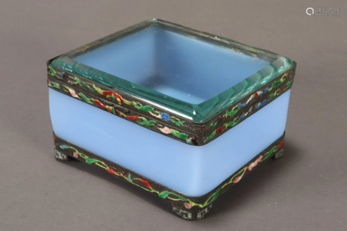 Chinese Glass and Enamel Lidded Box,