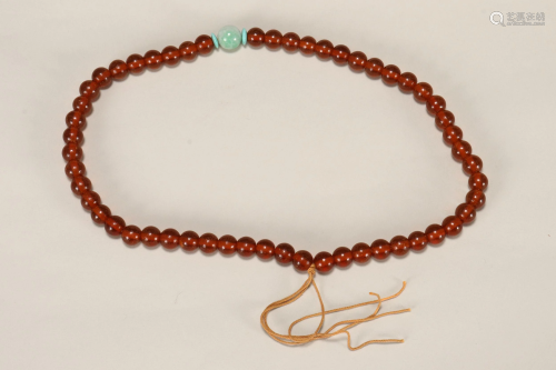 Chinese Amber and Bead Necklace,
