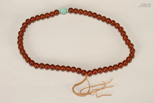 Chinese Amber and Bead Necklace,