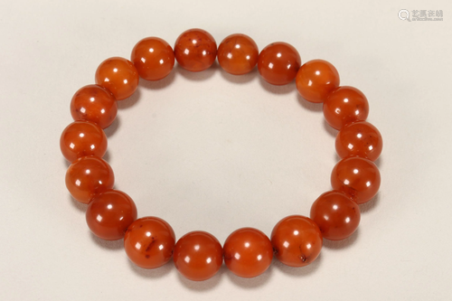 Chinese Amber Bead Bracelet,