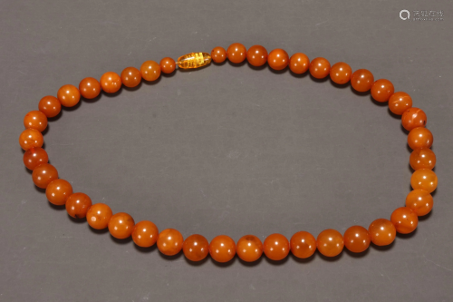Chinese Amber Bead Necklace,
