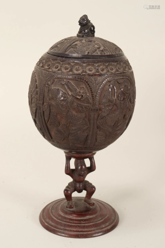 19th Century Anglo-Indian Carved Coconut Pedestal