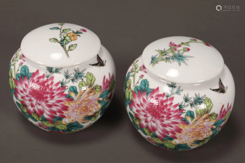 Pair of Chinese Porcelain Jars and Covers,