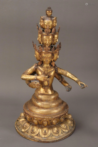 Large South East Asian Gilt Bronze Buddha,