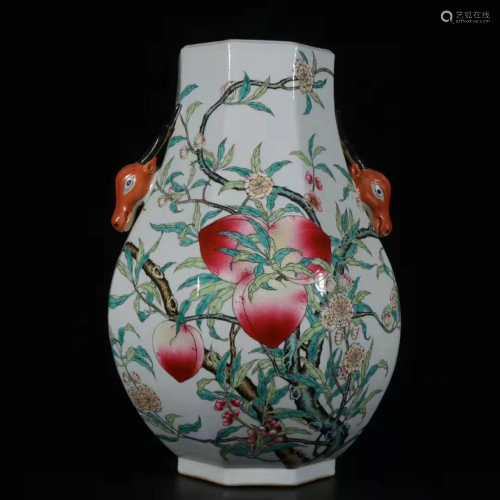 A Chinese Longlife-fortune Peach-portrait Duo-handled